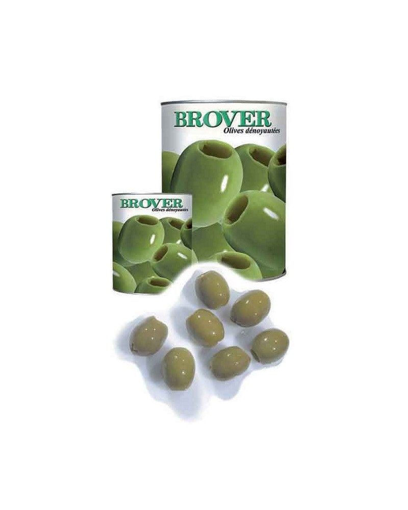 Olives vertes entières dénoyautées Brover conserve