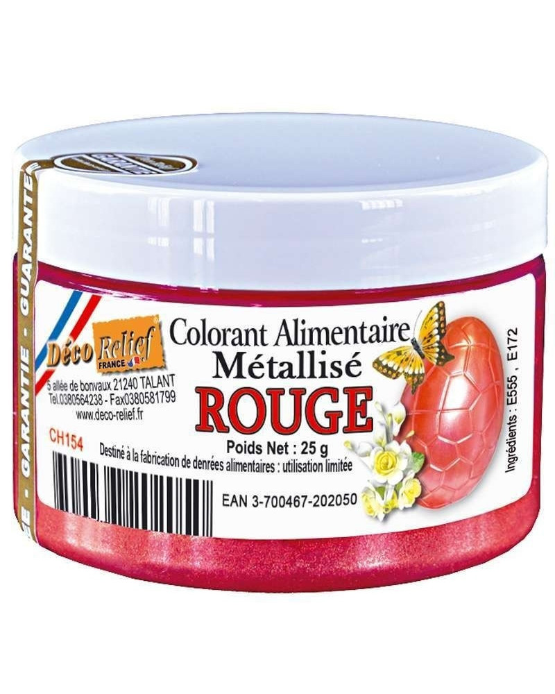 Colorant métallisé rouge Déco Relief (pot de 25gr)